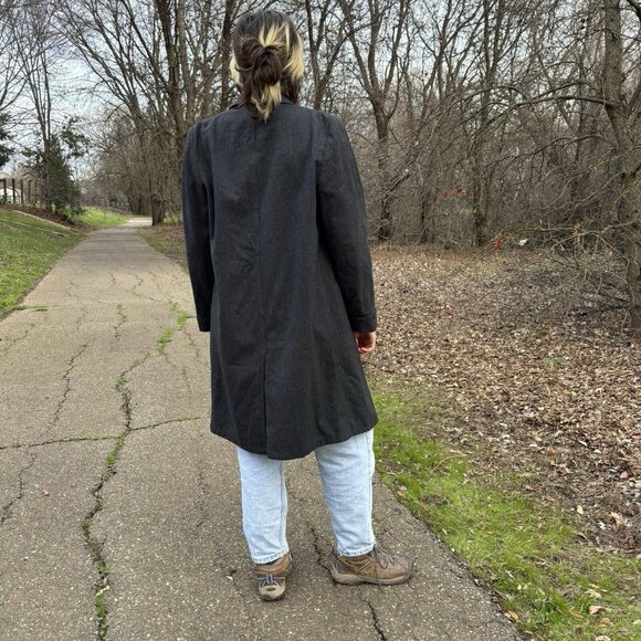 Vintage Mens Overcoat M Gray 60s John Gregory Union burgundy lining Wool blend - Picture 6 of 17